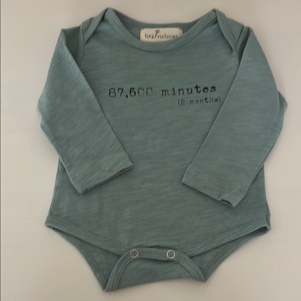 Tiny Victories Baby Bodysuit in Teal (87,600 minutes 2 months) NWOT